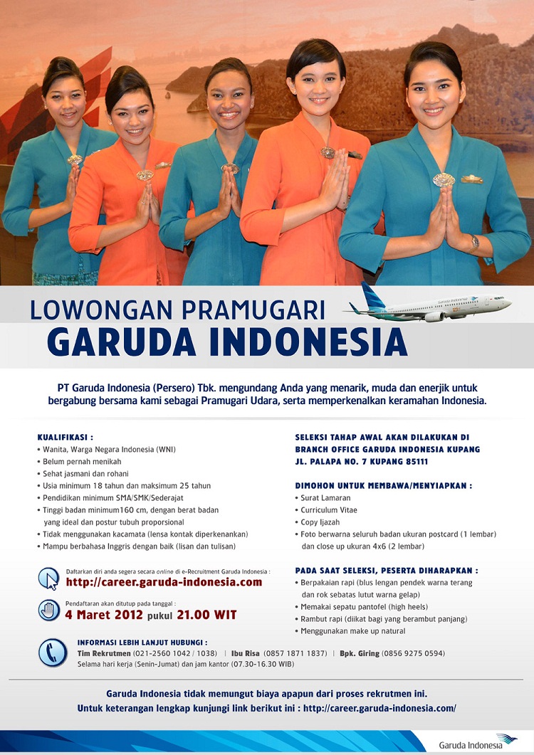Lowongan Pramugari Garuda Indonesia Wilayah Kupang  Forum 